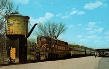 Bellows Falls VT Steamtown USA Boston & Maine Diesel Train Postcard Riverside