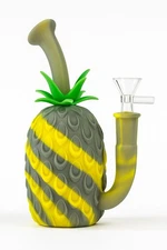 Grey & Yellow Pineapple Silicone Bong – Tropical Water Pipe