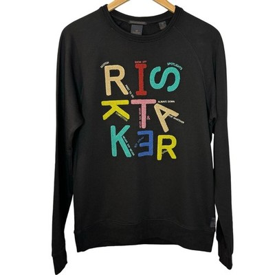 Scotch & Soda Risktaker Embroidered Sweatshirt Black Cotton French Terry Men's M