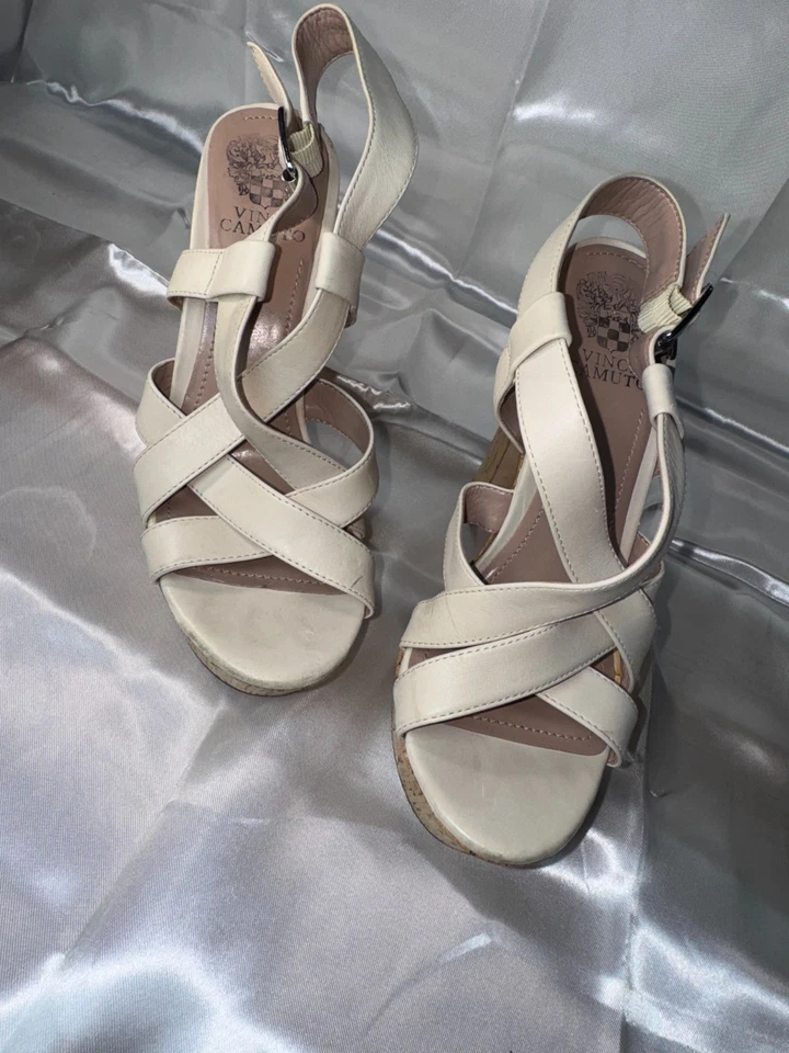 Vince Camuto Women’s Platform Heels – Size 8 (EU 38) – Leather Upper – Cork He - Image 2 of 4