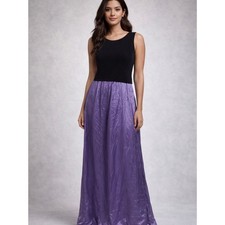 Tadashi Shoji Black Bodice Purple Maxi Dress