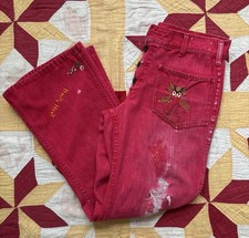 Vintage 60s 70s Big Yank Hippy Jeans Embroidered 29x25" Woodstock AS IS