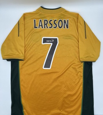 Celtic 2002/2003 Away Larsson #7 Authentic Umbro  Jersey XL Men Yellow 