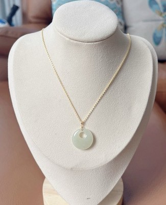 Certified Beautiful Good Quality Natural Hetian Jade 18k gold Pendant Necklace 