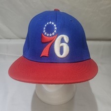 Vintage Philadelphia 76ers NBA logo snapback cap hat Blue with Red Brim