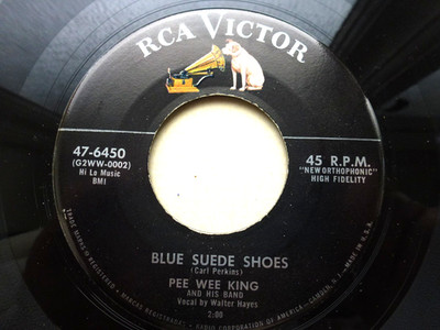 PEE WEE KING 45 'BLUE SUEDE SHOES' USA RCA KILLER 1956 ROCKABILLY STORMER VG+