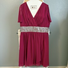 JS Boutique Fuchsia Chiffon Sequin Dress Wmn’s 18W Cocktail Formal Wear