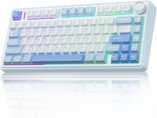 AULA F75 Wireless Mechanical Keyboard SALT WHITE BLUE Gray Wood Switch V3 NEW