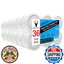 SCESSPACK Clear Packing Tape 36 Rolls 1.88in x 60yd Shipping Packaging Sealing