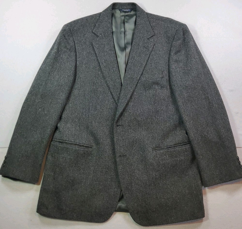 Brooks Brothers 346 Men's Wool Charcoal Grey 2 Button Blazer 42R Herringbone