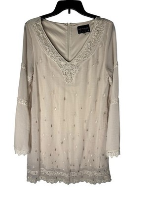 Orphan Black Helena Wedding Dress Size Large Beige Crochet Embroidered
