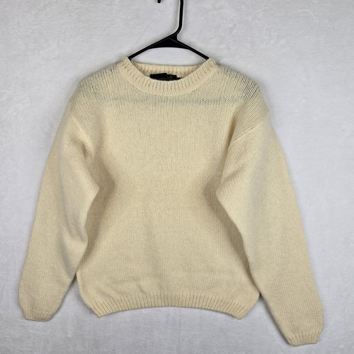 Eddie Bauer Womens Vintage Light Yellow Wool Pullover Knit Sweater Size Medium
