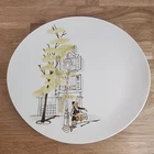VTG Red Wing Pottery Montmartre Dinner Plate 10 7/8" MCM Sidewalk Scene Oblong