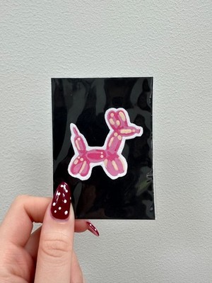 ACEO Original Mini Art Card Balloon Dog Acrylic Markers Pretty in Pink #4/10