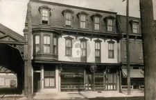 Railroad Train Barn Hotel Grand LEBANON PA County RPPC Photo Postcard COPY