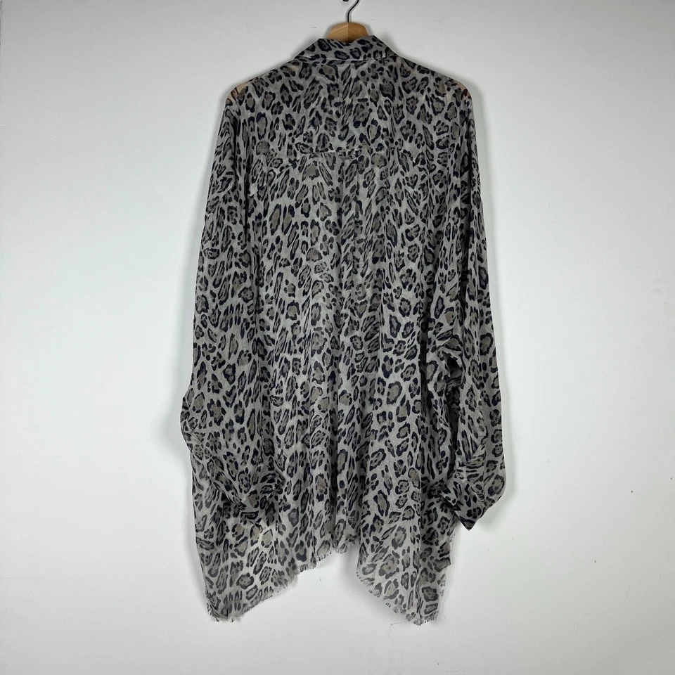 Blusa Faith Connexion Seda Gasa Semi Transparente Guepardo Leopardo Estampado Animal L Foto 4 de 4