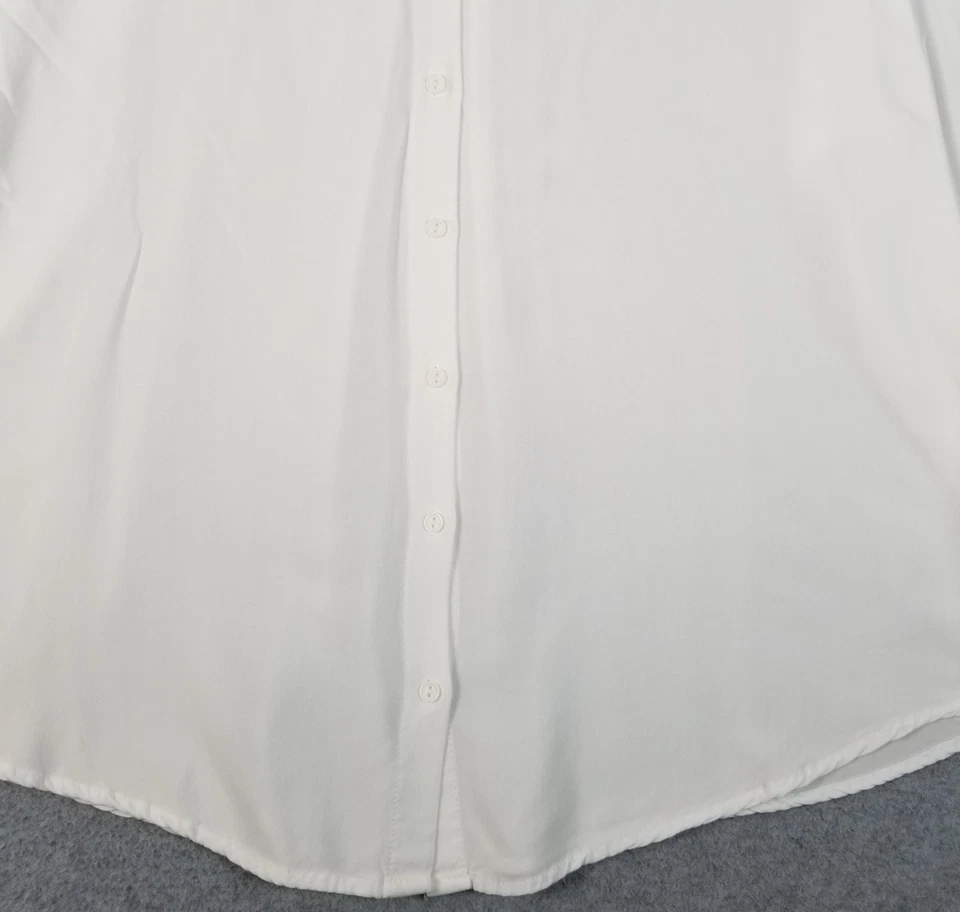 Camisa Ambiance Abotonada Para Mujer’s 1X Plus Blanca Manga Larga Transparente Delgada Top Rayón Foto 3 de 4