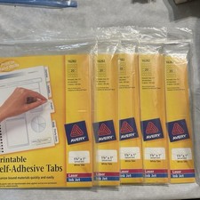 5 Packs of Avery 16282 Printable Plastic Tabs with Self-Adhesive, 1 3/4, White