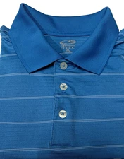 Champion-Men's Blue Striped Golf Polo Shirt- Sz. X-Large-Short Sleeves-Polyester