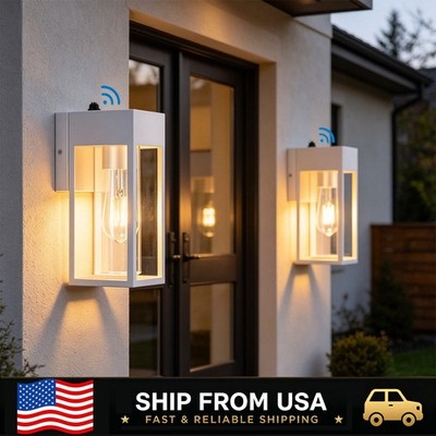 LETRY Light Sensor Rectangle Outdoor Wall Lamp Waterproof E26 Wall Light 2 Pack