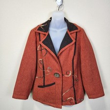 VTG Womens M Blazer Wool Jacket 80s Canvasbacks Abstract Art To Wear Lagenlook