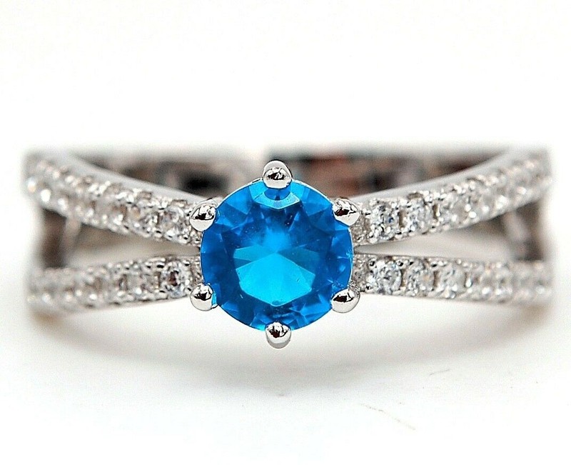 2CT Heat Treated Blue Topaz 925 Solid Sterling Silver Ring Jewelry Sz 7 L1-7