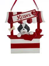 Kurt Adler Black/White Shih Tzu Dog Kissing Booth Christmas Tree Ornament - 4"