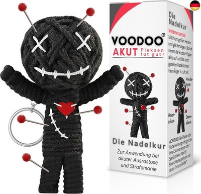 Voodoo Puppe mit Nadeln | 7,5cm | Geschenkbox & Anleitung |