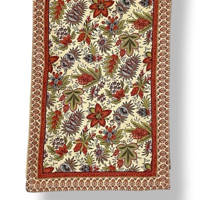 Williams Sonoma Table Runner Floral Red Green Blue Cotton Classic 16x104 