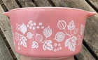 Vtg Pyrex Pink  1 quart Casserole Bowl Gooseberry #473 /1950’s