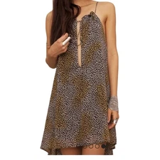 For Love & Lemons Madly Leopard Print Halter Mini Dress XS