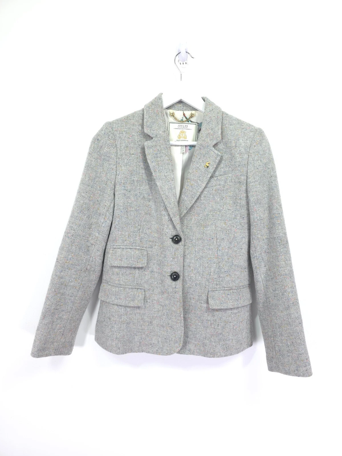 Joules Jacket Size 8 Grey Tweed Speckled Wiscombe Blazer Parade Donegal Fleck