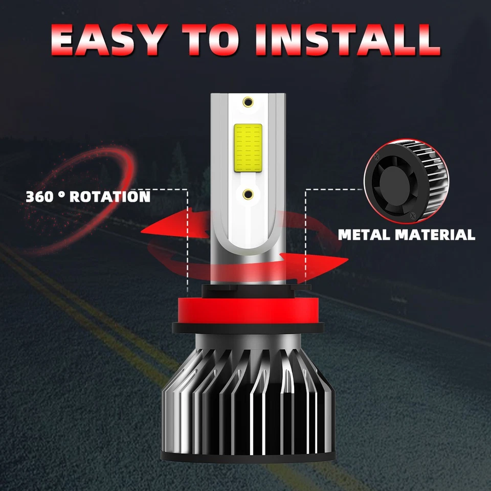 H8/H9/H11 LED Headlight Bulbs Kit High/Low Beam For Expedition 2018-2020 6000K - Image 4 of 4