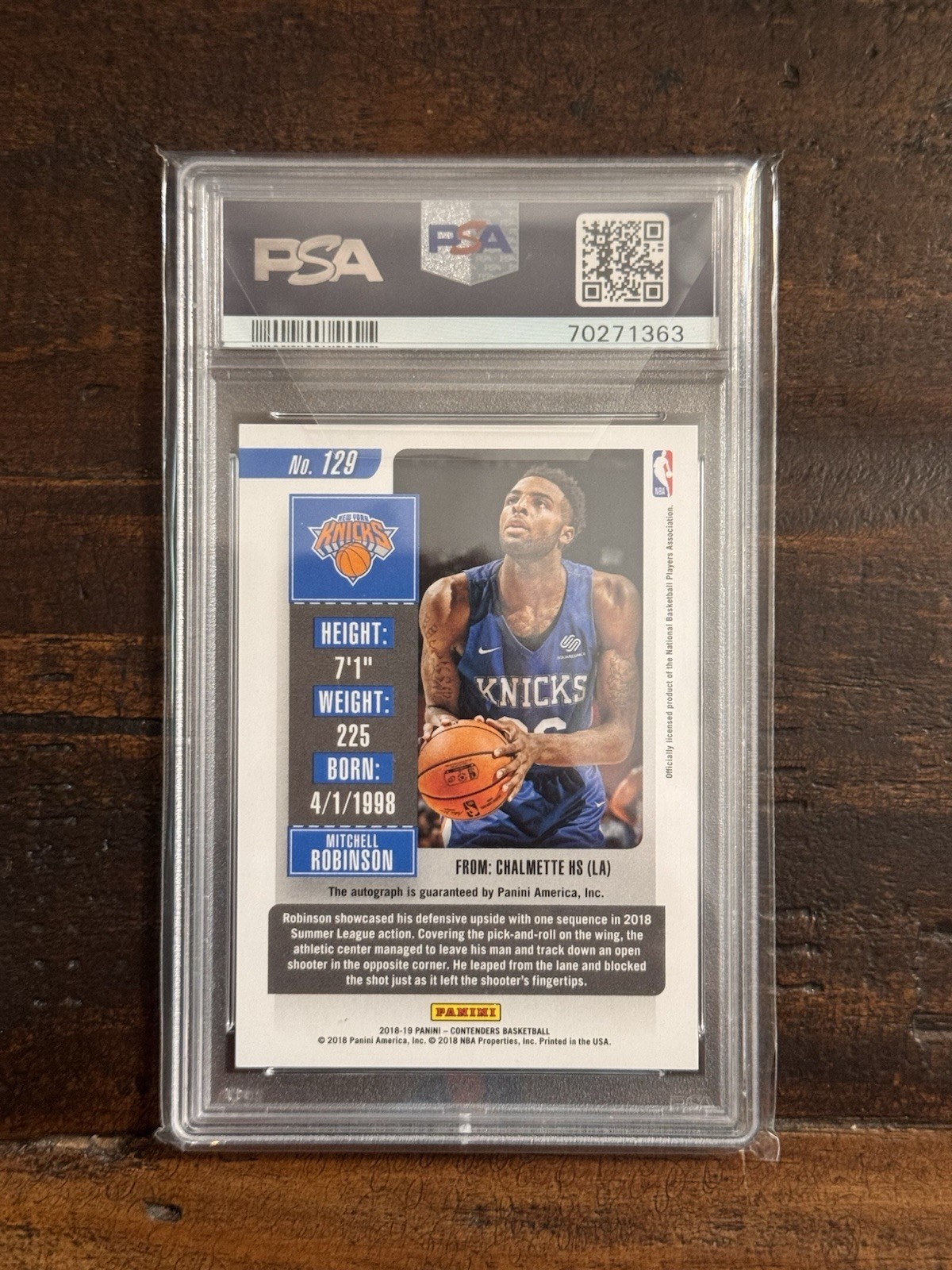 2018-19 Contenders Variation Ice Mitchell Robinson RC /20 PSA 10 Rookie Auto view 2