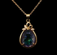 Birthstone Wife Woman Gemstone Necklace Fashion Jewelry Family Gift Box HB75