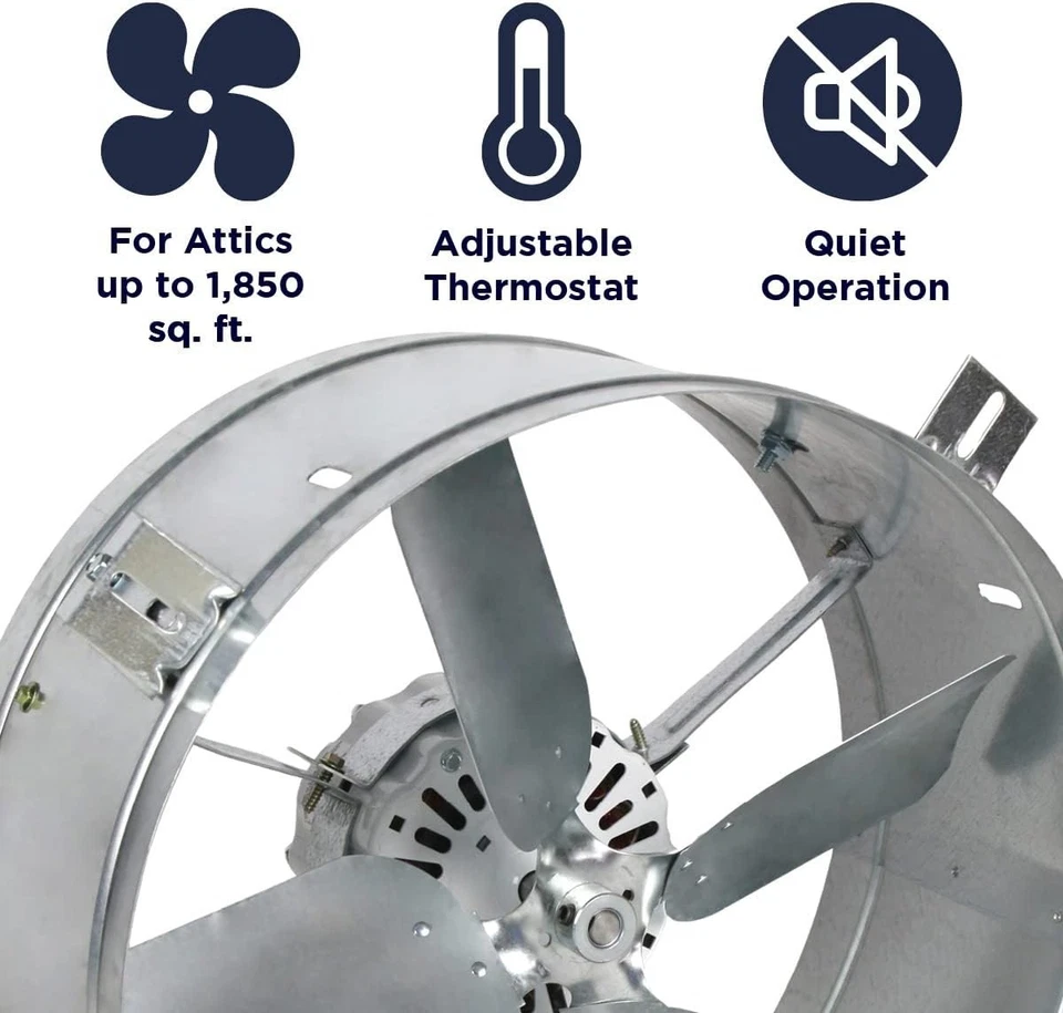 Ventilador de ático eléctrico de montaje a dos aguas Cool Attic CX1500 con motor de 2,6 amperios 60 Hz Foto 3 de 4