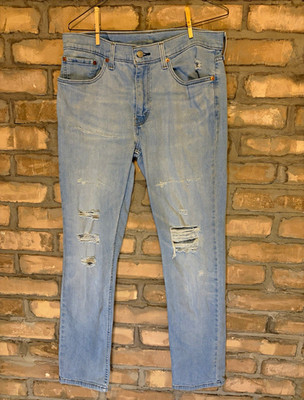 Levi's Men s Light Wash Slim Fit Distressed Denim 511 jeans Cotton 5-Pocket