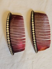 Set of two vintage hair combs with rhinestones
