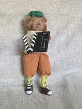 Vtg Russ Berrie Director Bear Pencil Hugger Ornament Film Clapper Argyle Plush