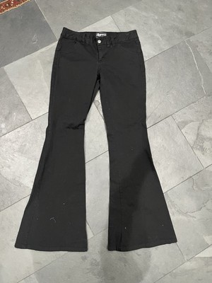 Vintage y2k Women 9 Spacegirls Flare Bell Bottom Floral black Pants 