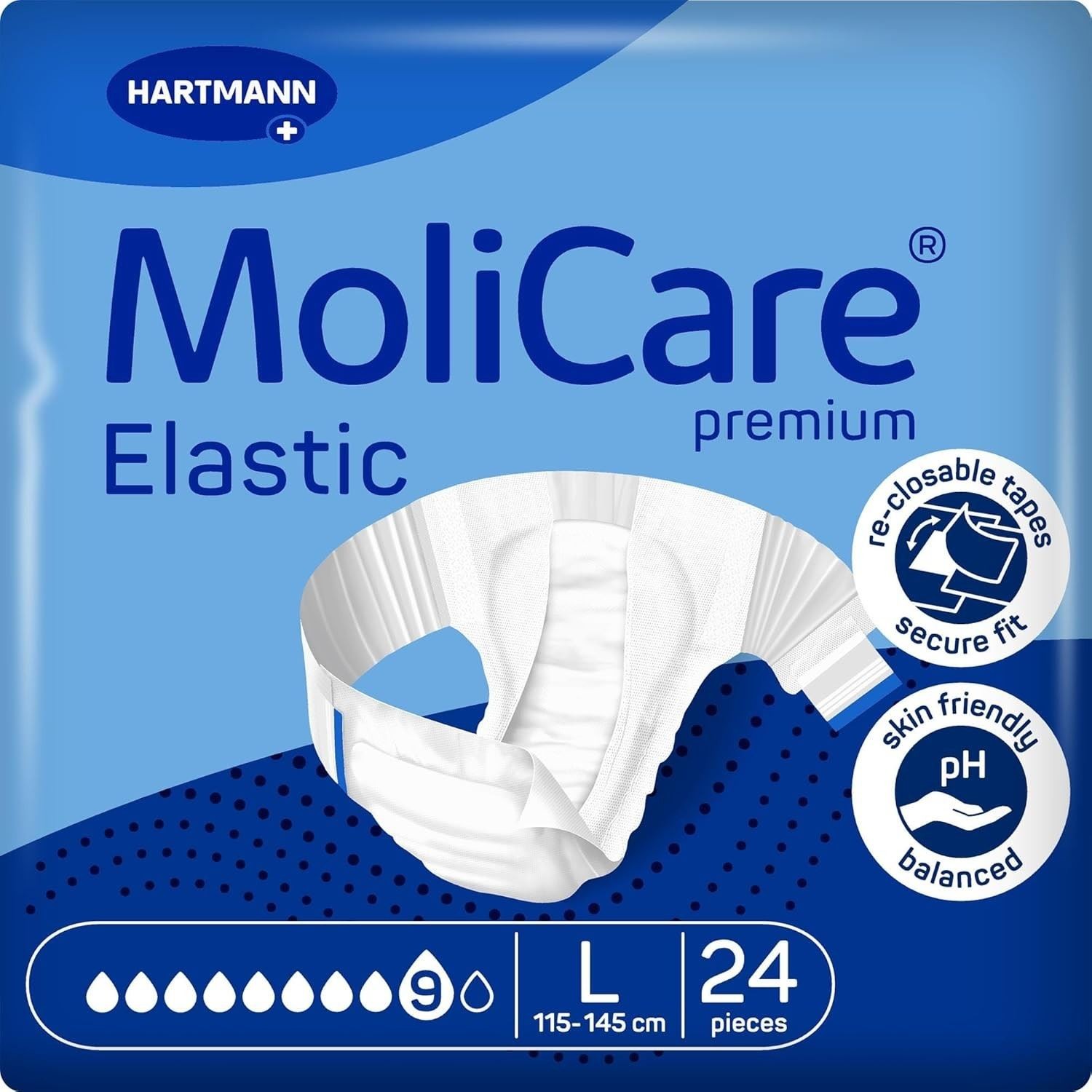 24 x Molicare Premium Elastic 9 Drops Large | Incontinence Pants | 1 Pack of 24