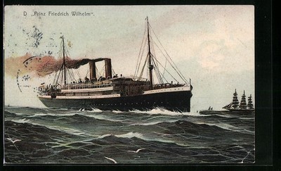 AK Passagierschiff Prinz Friedrich Wilhelm, bei starkem Wellengang gesehen, ein 