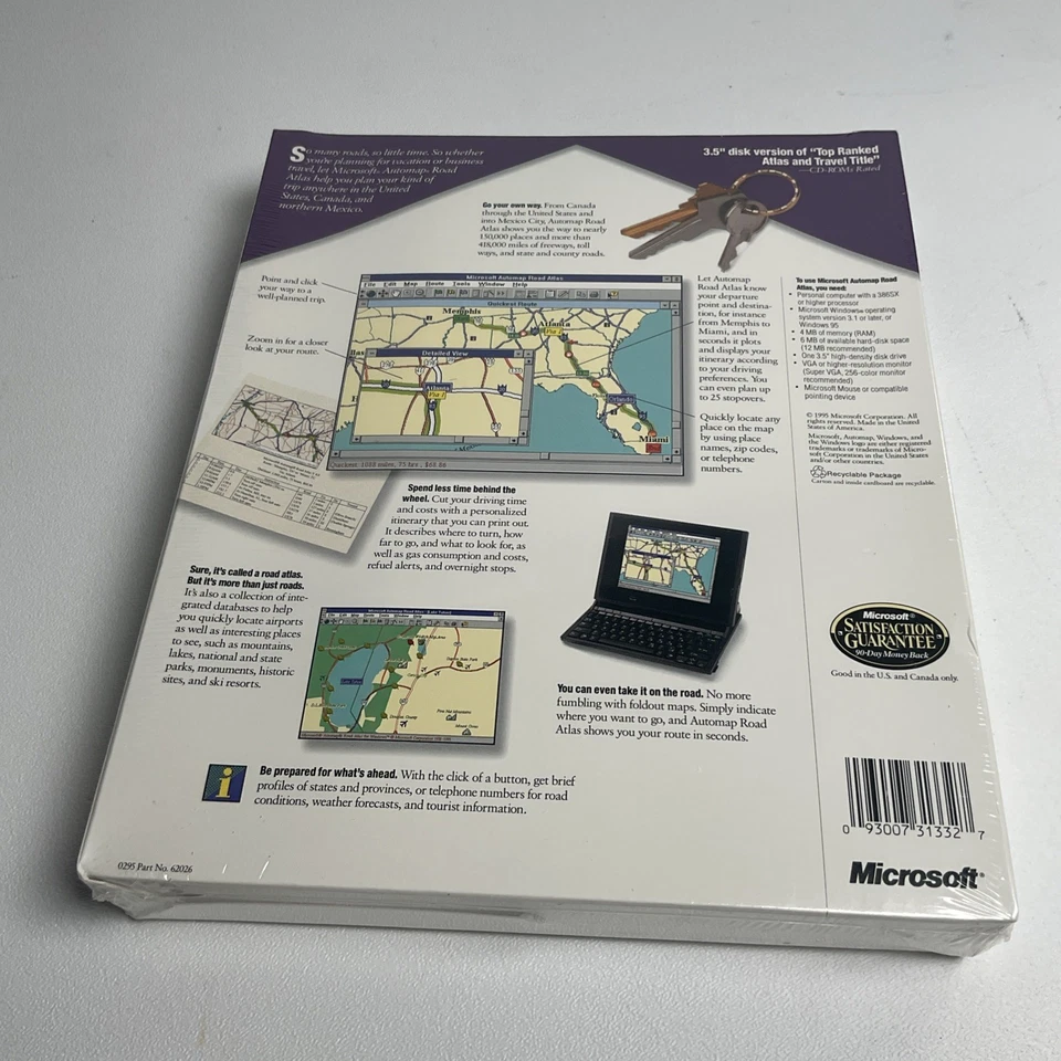 Vintage NOS 95' Microsoft Home Automap Road Atlas 3.5" Disk SEALED - Image 2 of 2