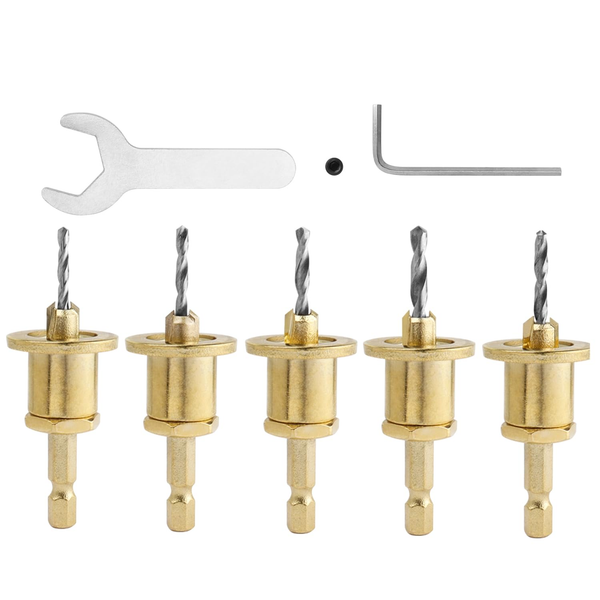 Mesee 1/4 Zoll Senkbohrer Holz Set, 5 StüCk | Hex Shank Kegelsenker Bohrer Verst-image