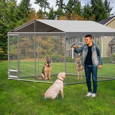 10 x 10 FT Outdoor Dog Kennel Heavy Duty Dog Playpen with Waterproof Cover Roof