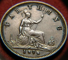 3913) Great Britain Great Britain Farthing 1878 in VF+/A. AU 