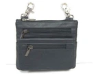 BLACK MOTORCYCLE BIKER GENUINE LEATHER CLIP ON WAIST PHONE POUCH SHOULDER BAG