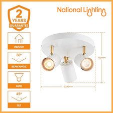 3 Way LED Ceiling Light GU10 SpotLights IP44 Downlights with Adjustable Fitting