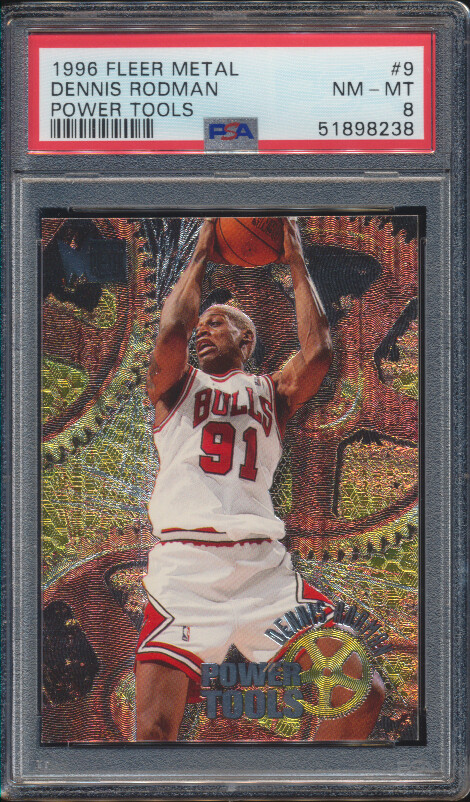 1996 Fleer Metal Power Tools Dennis Rodman #9 HOF Bulls PSA 8 Low