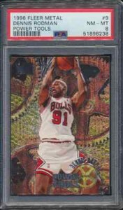 1996 Fleer Metal Power Tools Dennis Rodman #9 HOF Bulls PSA 8 Low Pop